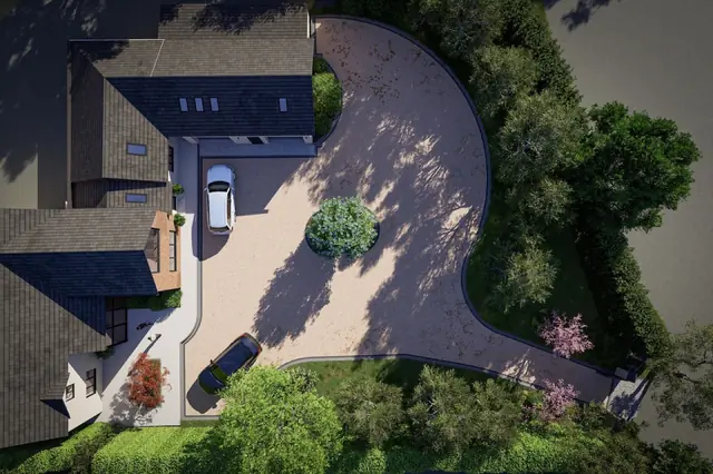 Photoreal 3D garden visualisation 5, produced by the George-Stone Gardens design studio before construction began