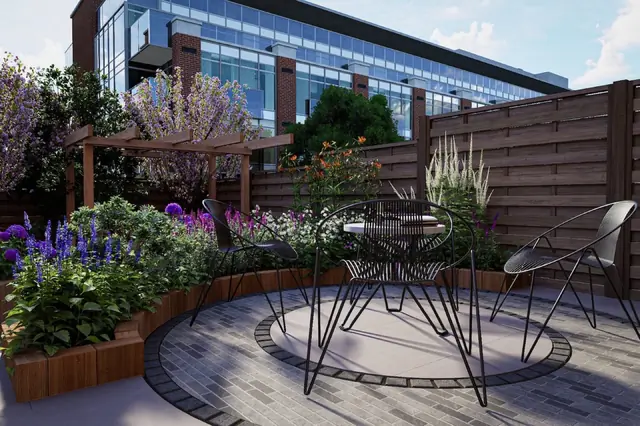 Photoreal 3D garden visualisation 8, produced by the George-Stone Gardens design studio before construction began