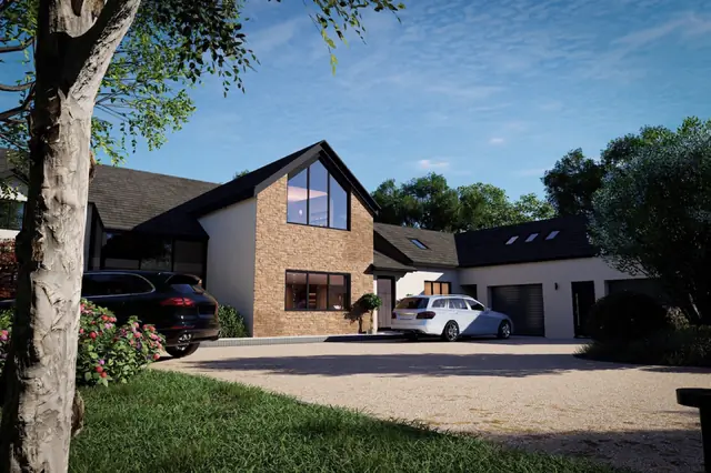 Photoreal 3D garden visualisation 17, produced by the George-Stone Gardens design studio before construction began