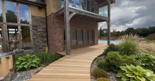 Photoreal 3D garden visualisation 23, produced by the George-Stone Gardens design studio before construction began