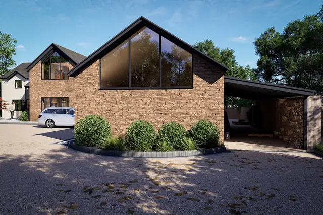Photoreal 3D garden visualisation 24, produced by the George-Stone Gardens design studio before construction began