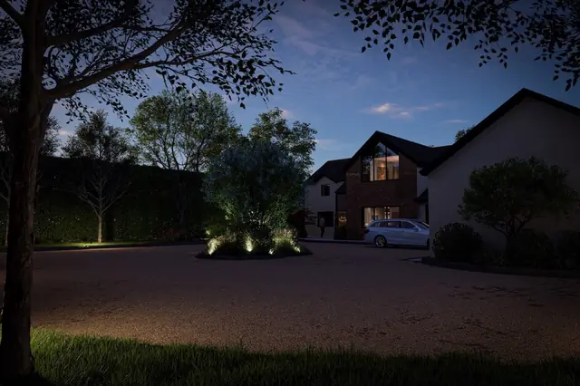 Photoreal 3D garden visualisation 30, produced by the George-Stone Gardens design studio before construction began
